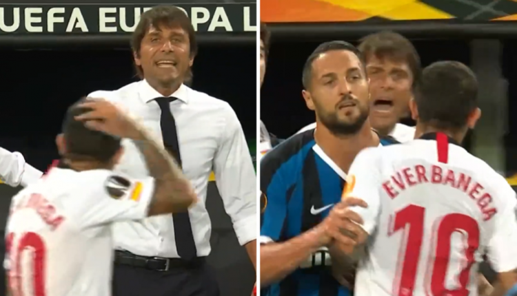 Inter Milan boss Antonio Conte reacts to shocking row with Sevilla star Ever Banega over ‘wig’ insult