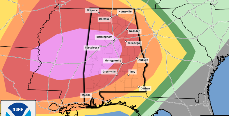 A severe weather outbreak is underway across the southern United States