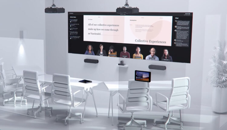 Microsoft sees a future office with lifesize screens, rotating cameras