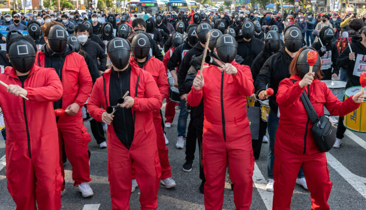 South Korean workers channel “Squid Game” to protest economic woes
